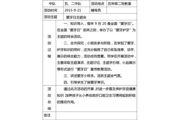 班队会活动记录