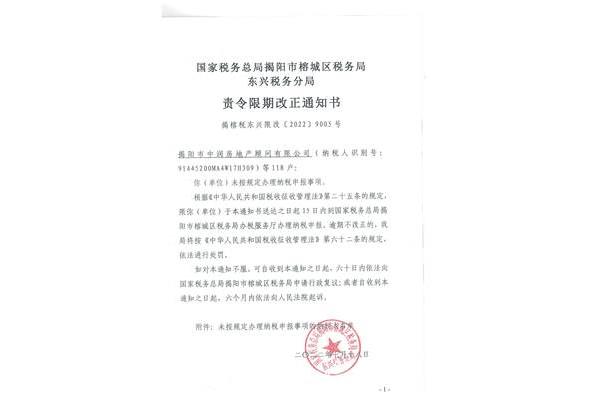 责令限期改正