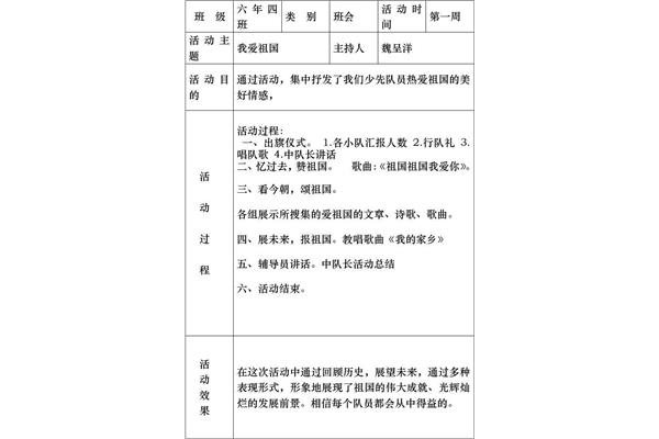 班队会活动记录