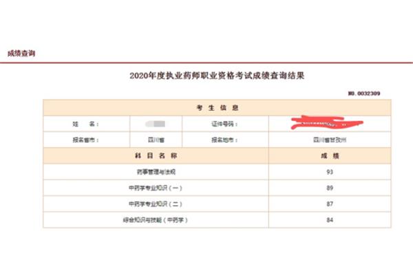 执业药师成绩查询