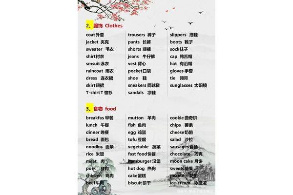 衣服的英文单词