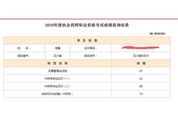 执业药师成绩查询