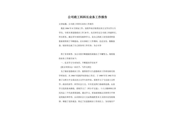 工作报告范文