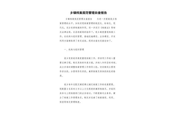 档案管理自查报告