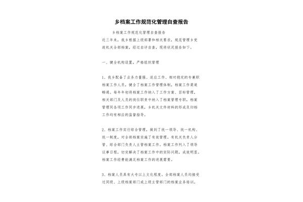 档案管理自查报告
