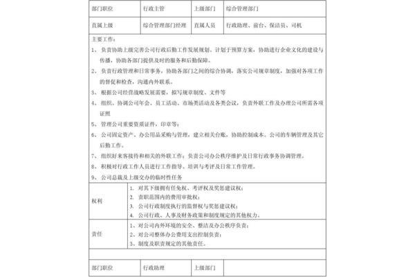 行政助理岗位职责