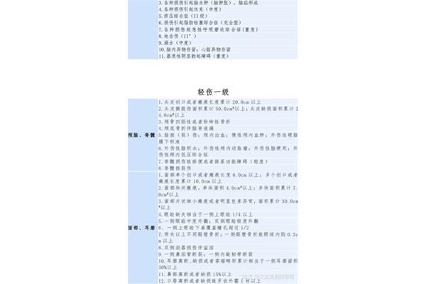 轻伤鉴定标准