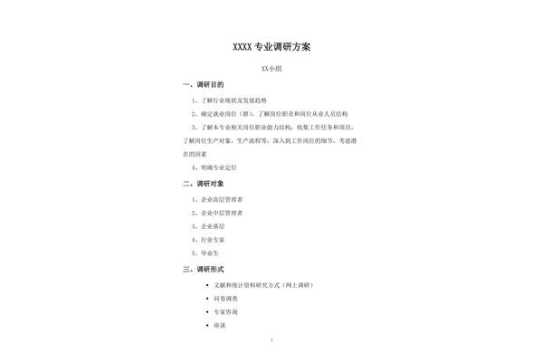 调研方案模板