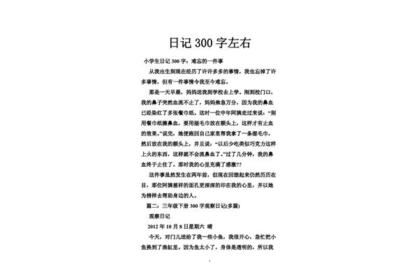 300字日记