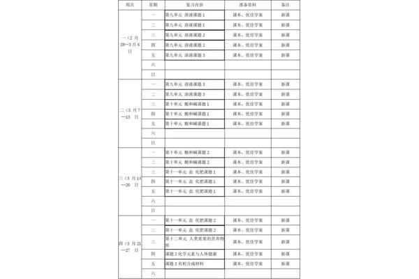 期中考试计划