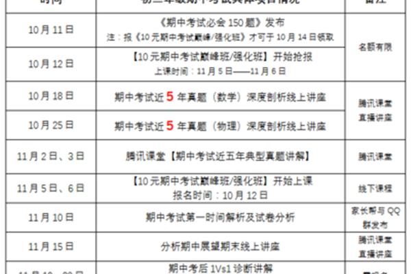 期中考试计划