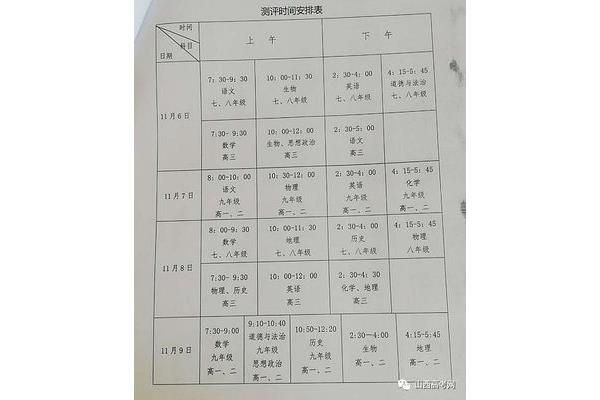 期中考试计划