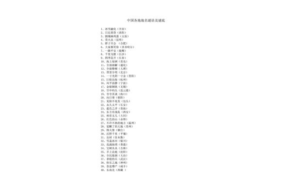 中国地名谜语