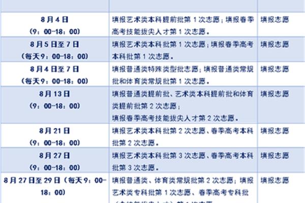 高考填志愿时间