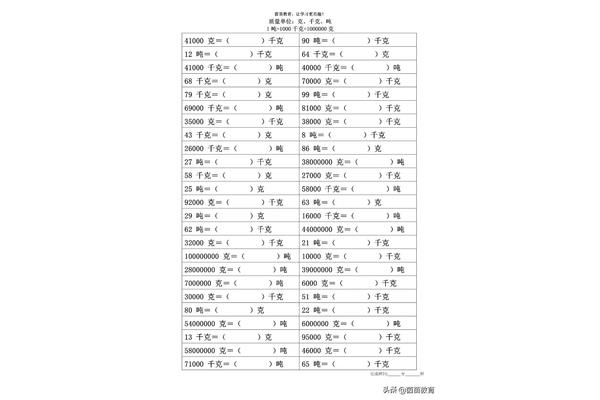 质量单位换算