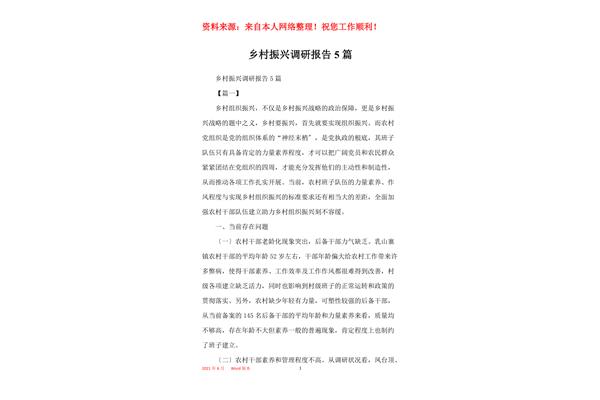 农村调研报告