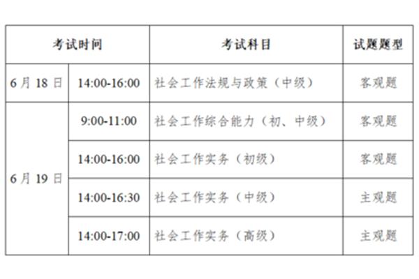 社工考试时间
