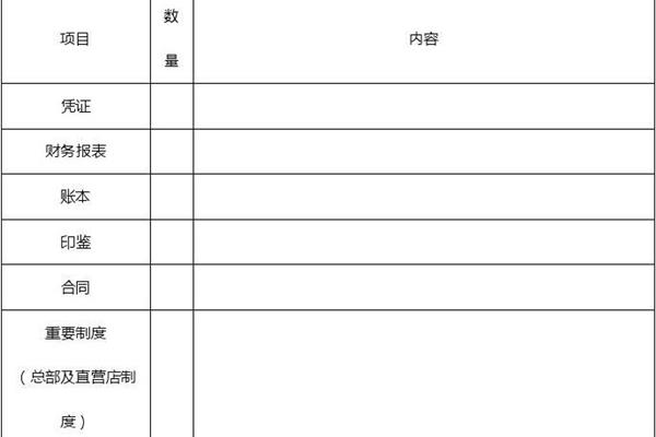 出纳交接表模板