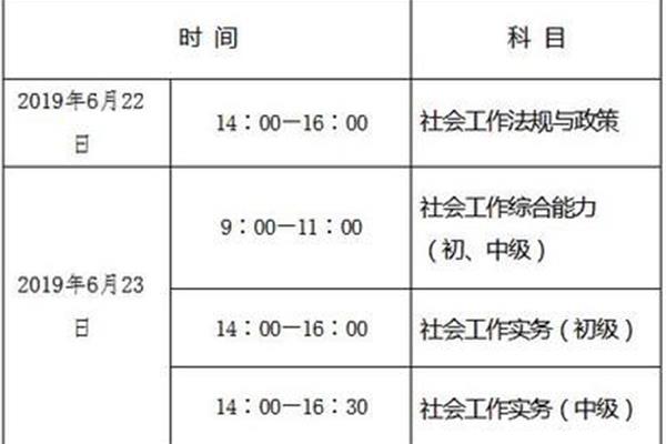 社工考试时间