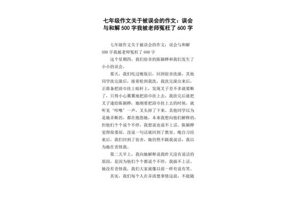 我被误会了作文