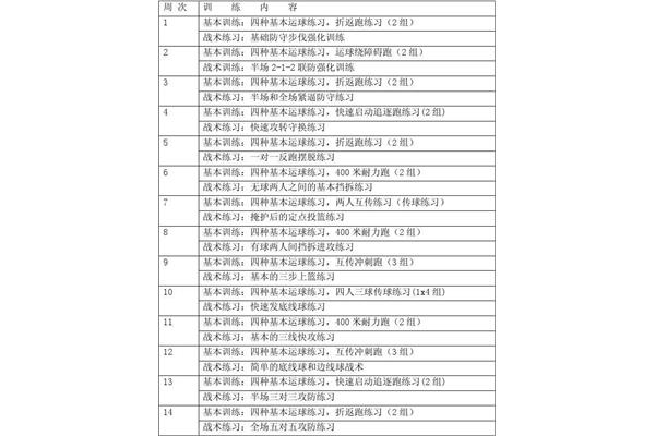 小学篮球训练计划