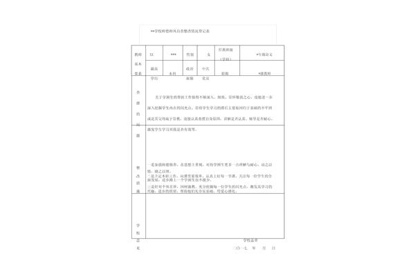师德师风自查