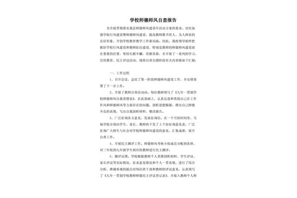 师德师风自查