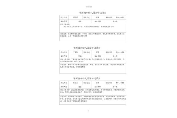 大班家访记录