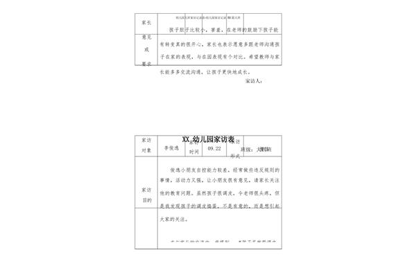 大班家访记录