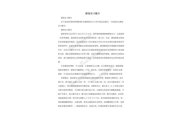 猪场实习报告