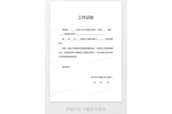 工作表现证明