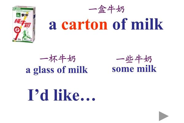 牛奶的英语怎么说