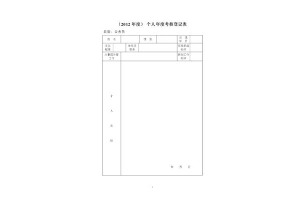 年度考核表模板