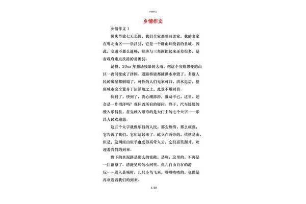 乡情作文800字