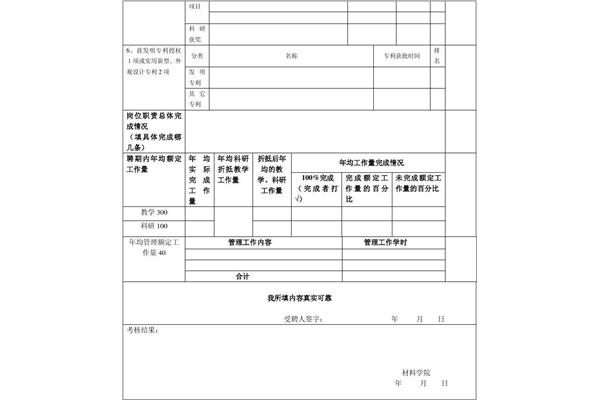 年度考核表模板