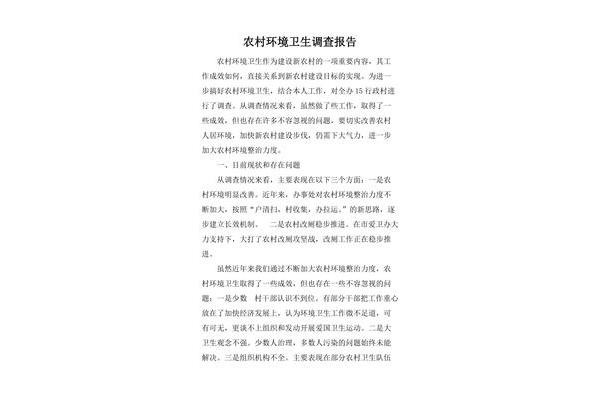 农村调查报告