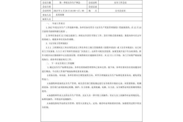 每月安全例会内容