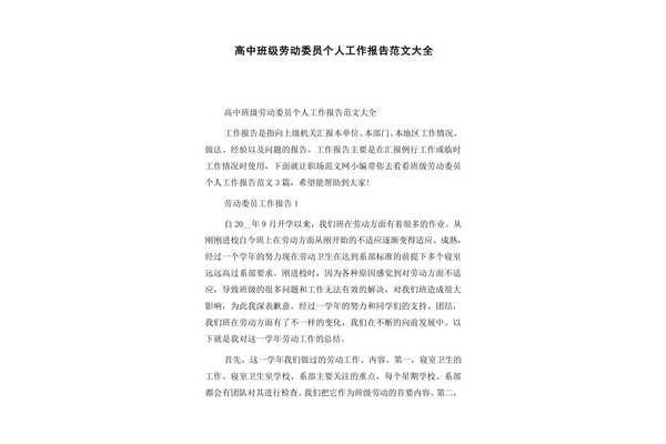 个人工作报告范文