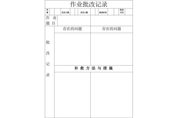 作业批改记录表