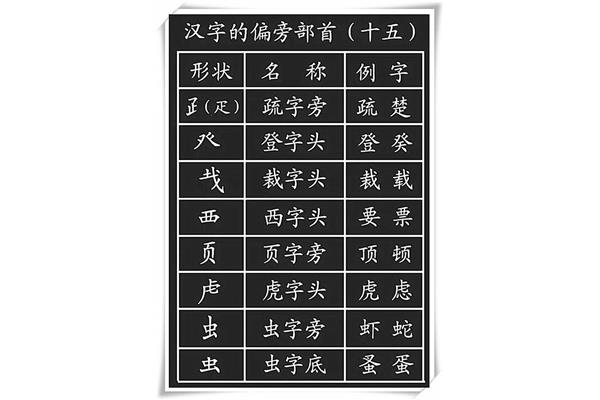 偏旁部首名称