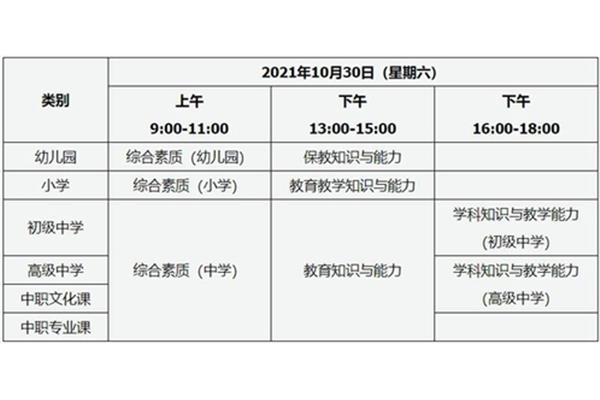 教资笔试时间