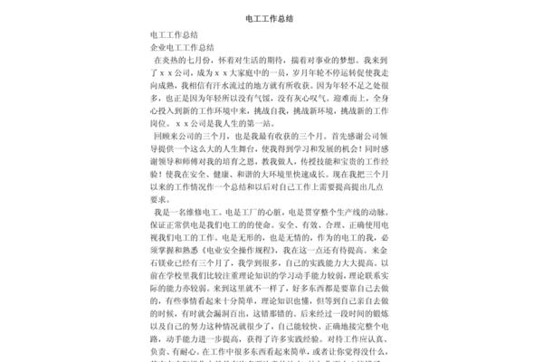 电工工作总结