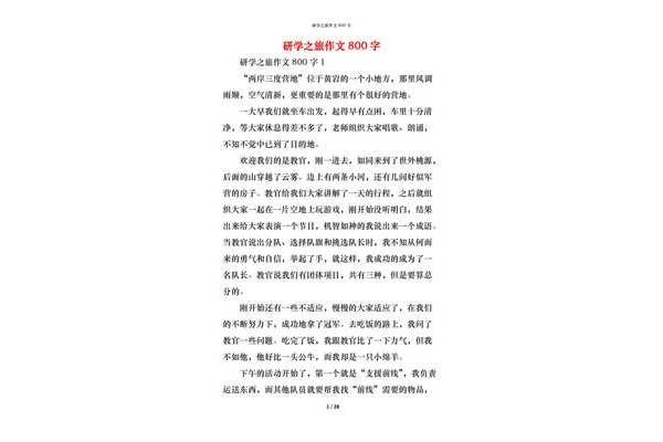 研学作文800字