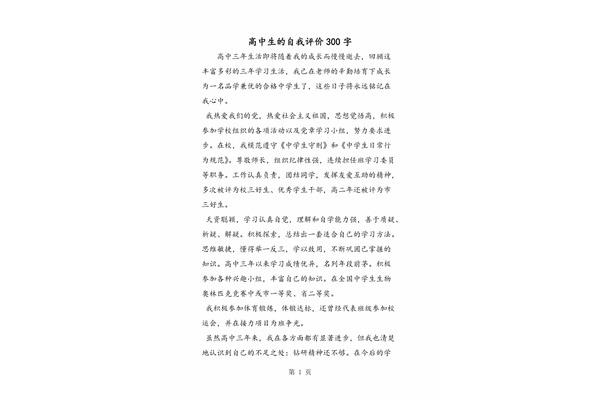 自我评价300字