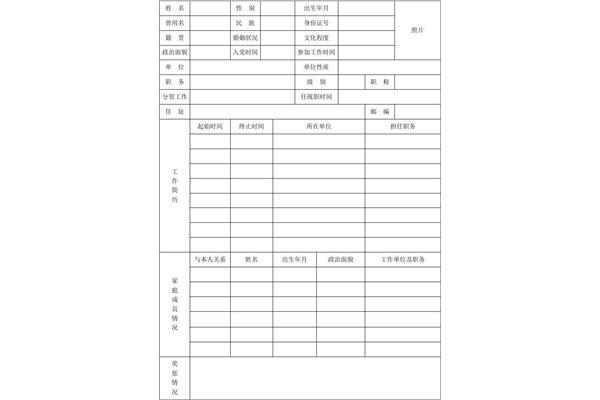 个人基本情况介绍