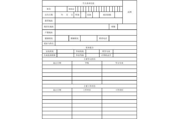 个人基本情况介绍