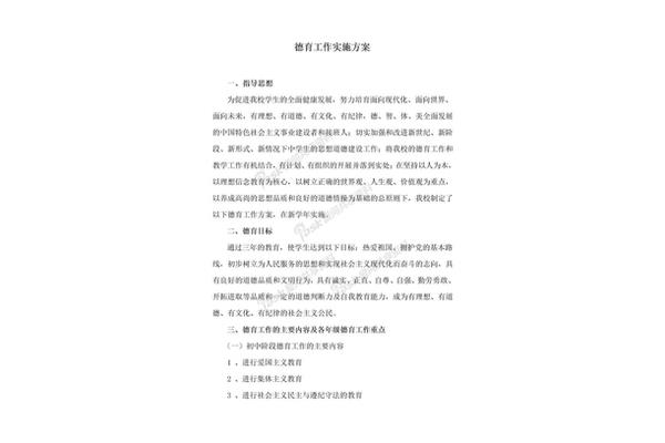 德育工作实施方案