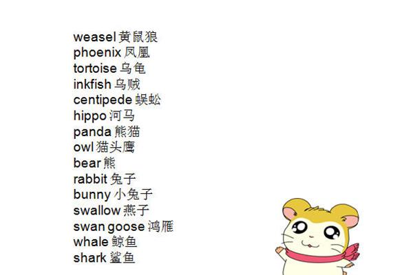 关于动物的单词