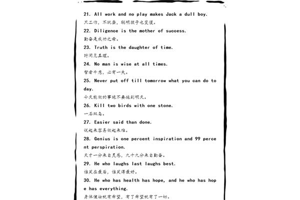英语谚语作文常用