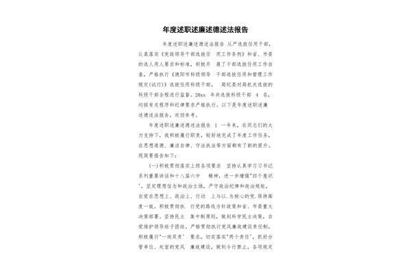 年度述职述廉报告